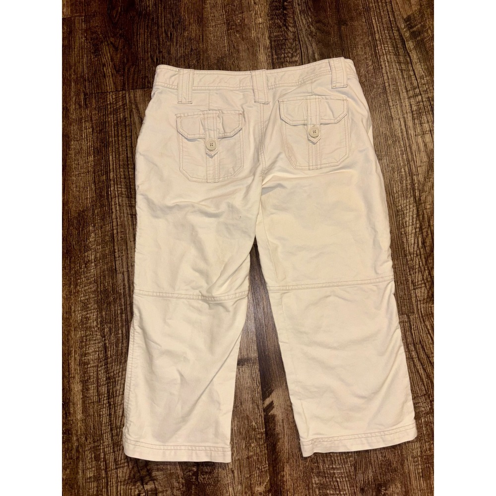 Aeropostale Womens Cargo Capri Pants Beige Cropped Utility Khaki Size 11/12
